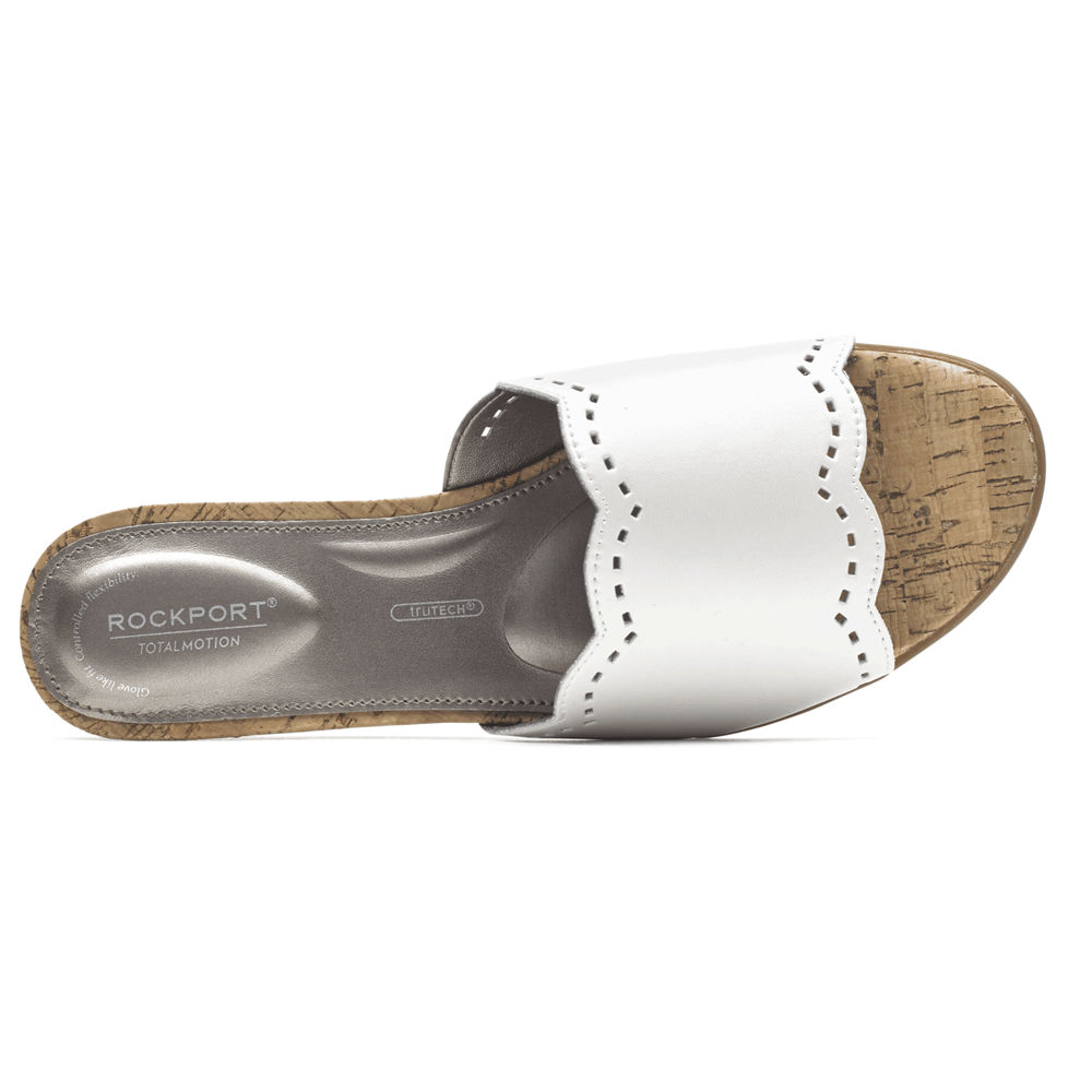 Rockport Slides For Womens White - Total Motion Zandra Scallop - UD2738501